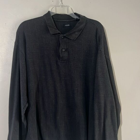 Izod micro check long sleeve polo top - Picture 2 of 5